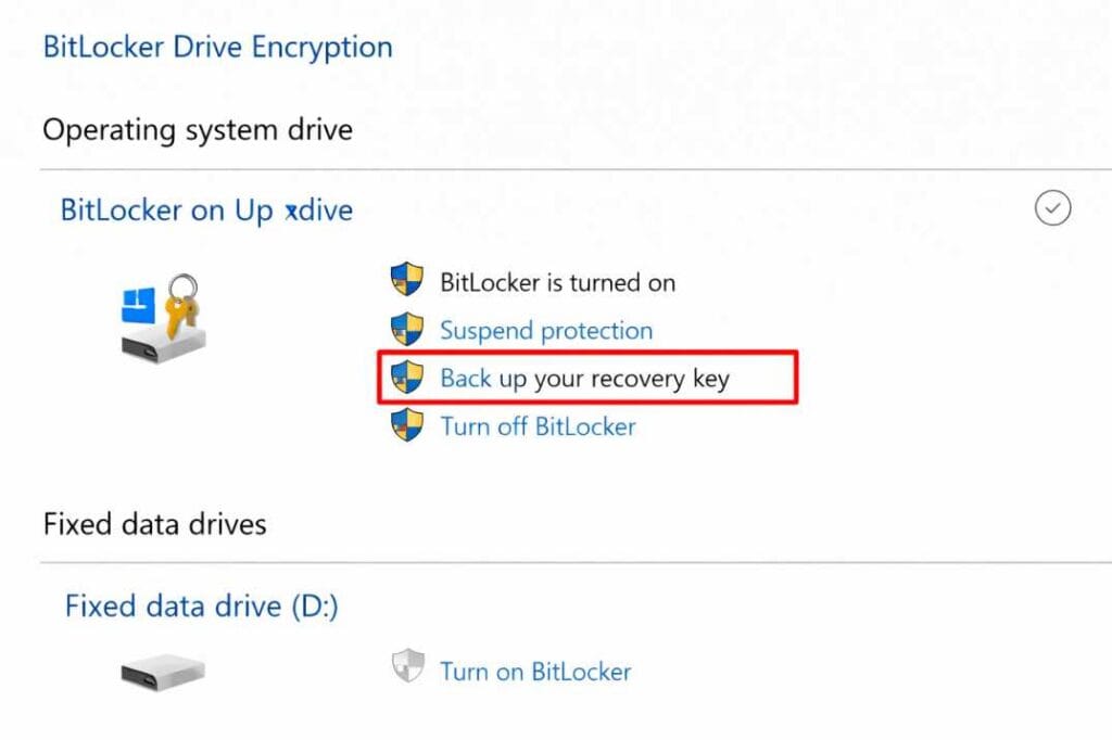 bitlocker recovery key