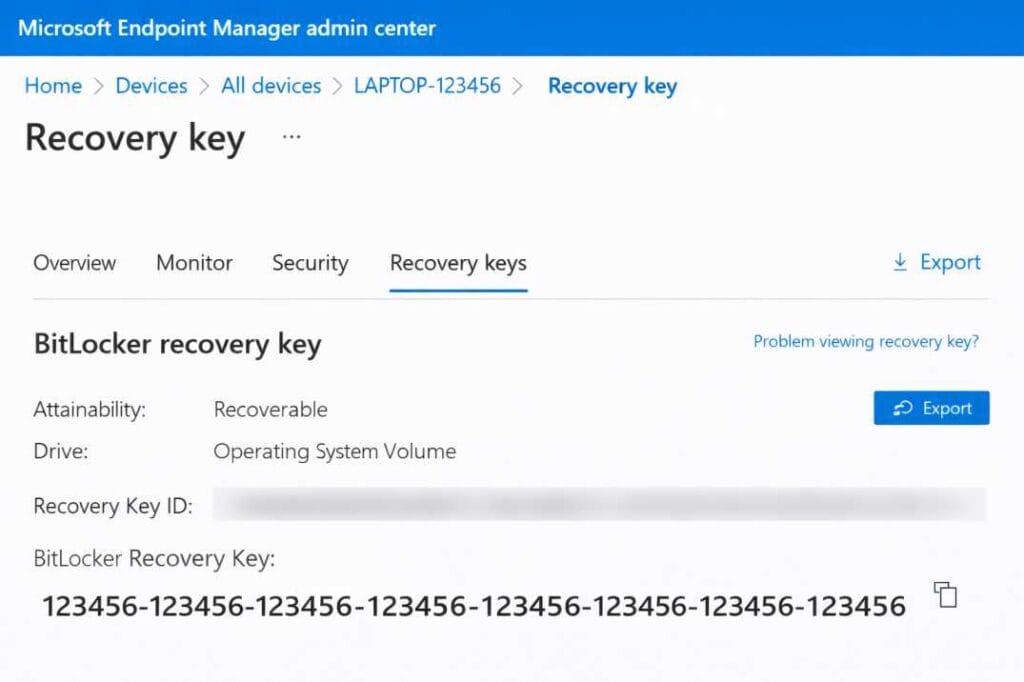 bitlocker recovery key