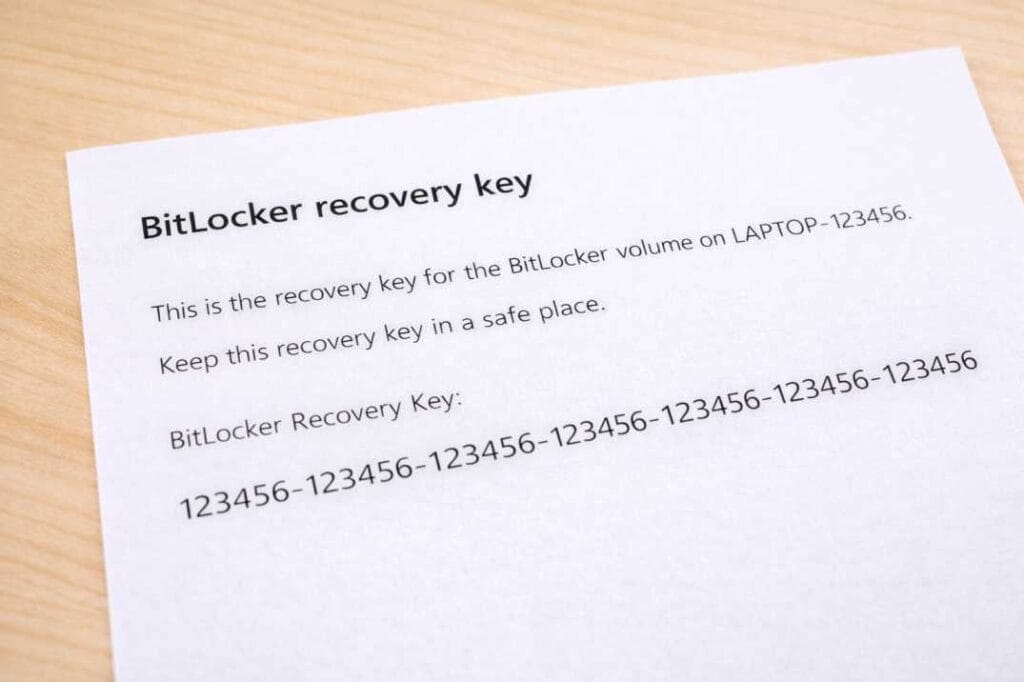 bitlocker recovery key
