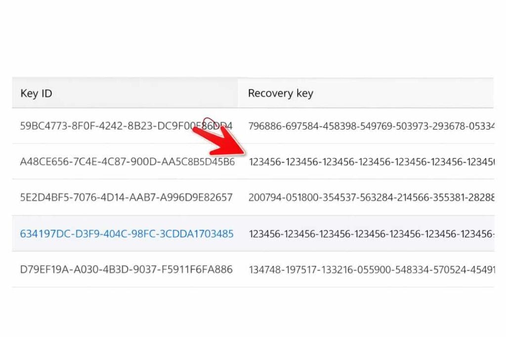 bitlocker recovery key